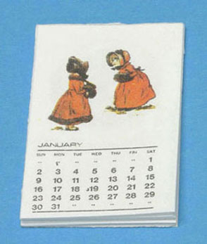 Dollhouse Miniature Victorian 12 Page Calendar Featuring Children